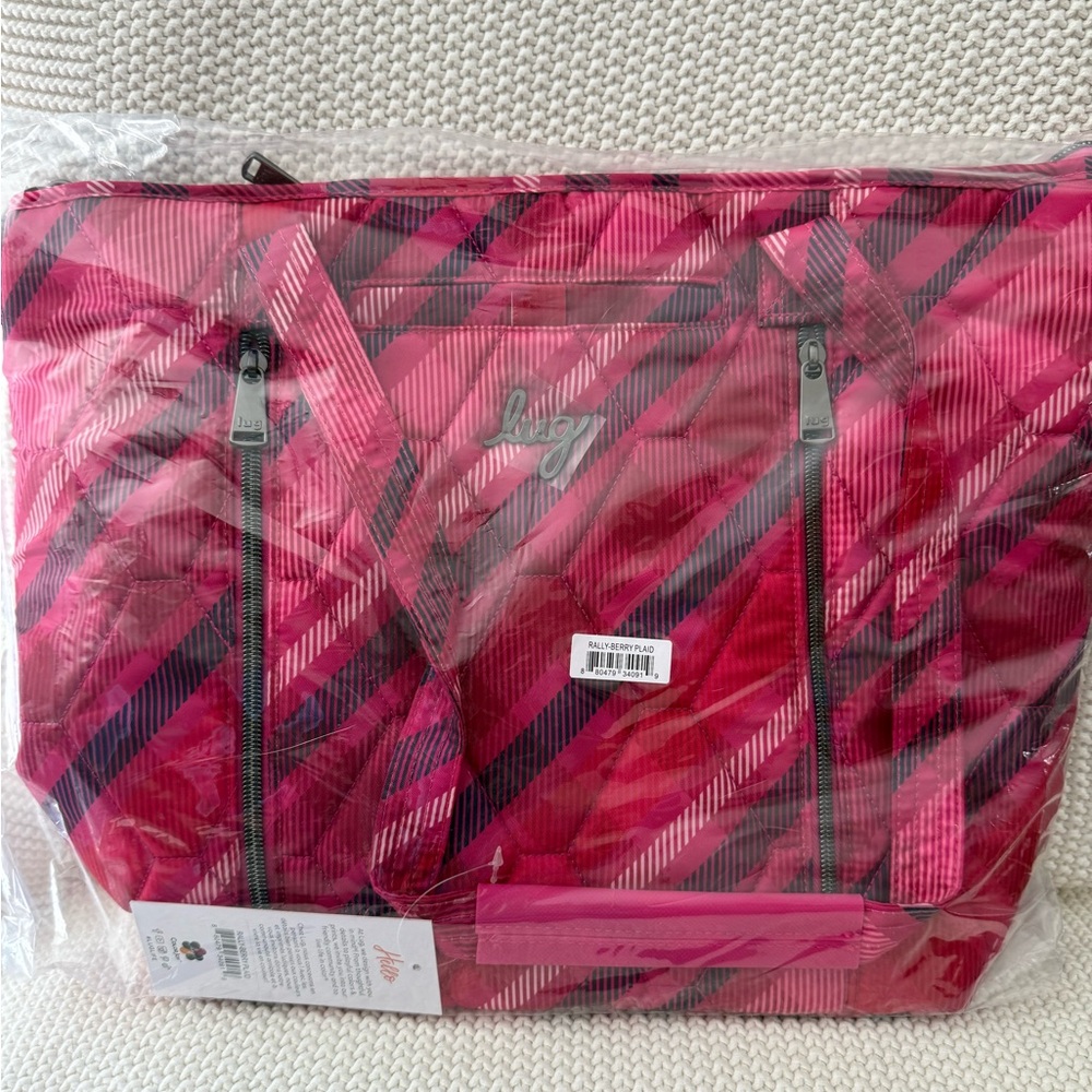Lug Rally Tote Berry Plaid